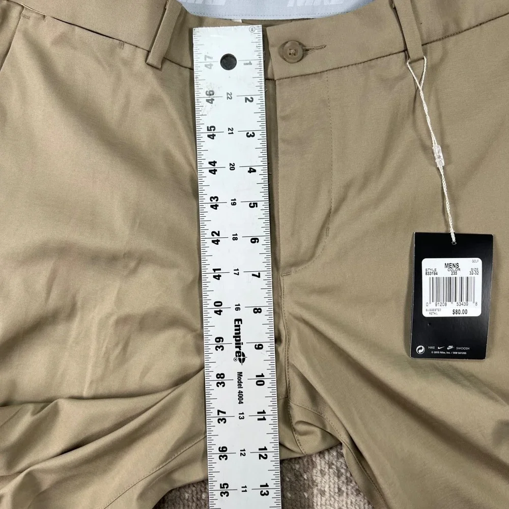 NWT Nike Golf Men 32x32 Khaki Tan Dri-FIT‎ Flat Front Chino Pants 833194-235